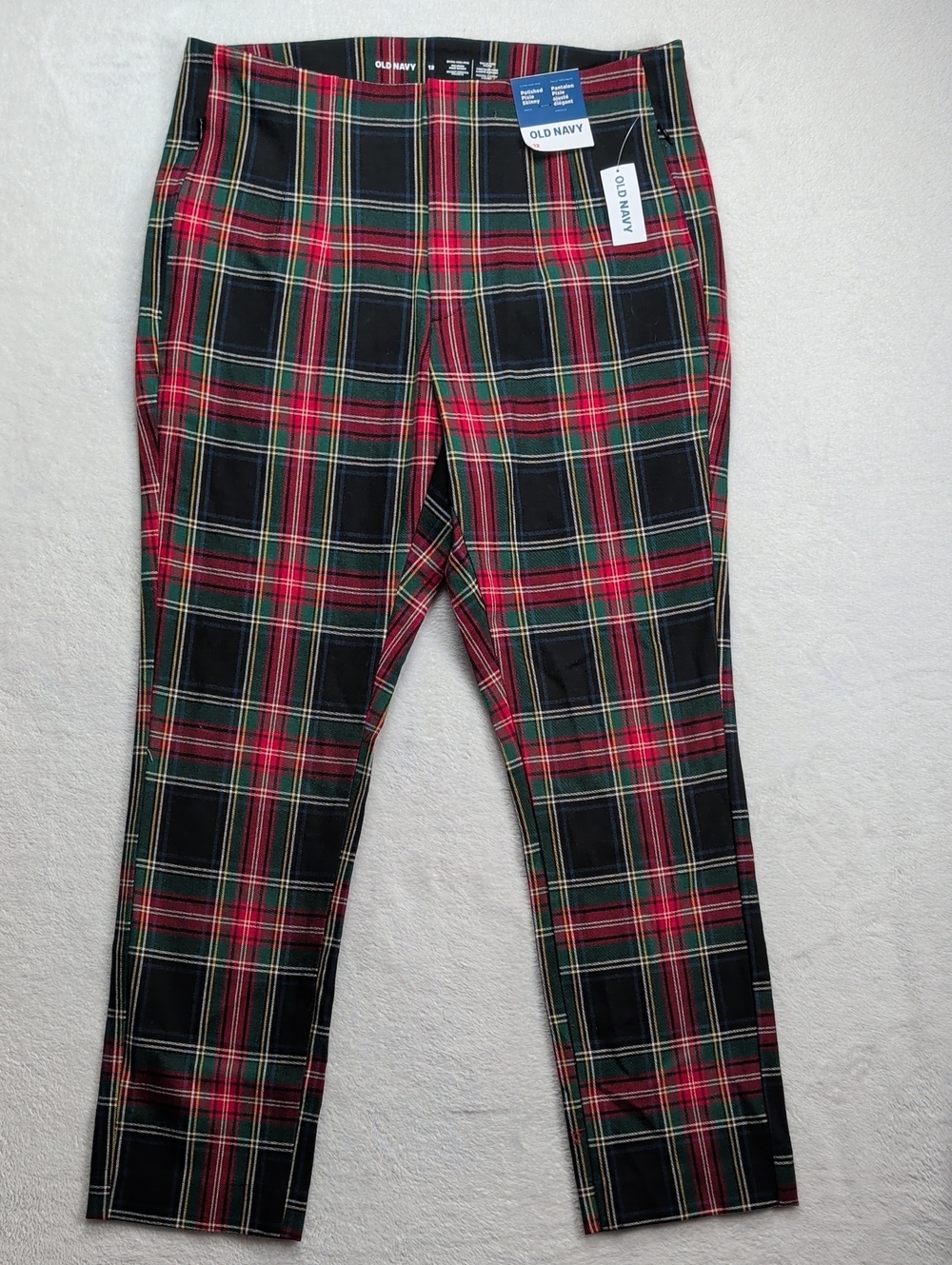 Old Navy Red Green Black Polished Pixie Skinny Extra High Rise Leggings 12